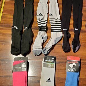 LOT 6 Pairs of Men's Soccer Socks - New and Used - Nike / Addidas / Pear Sox - L